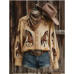 Trendy Long-Sleeved Shirts for Women in Europe And America, Featuring 3D Prints. These Classic Shirts Are Suitable for Casual Street Wear, Formal Occasions, Daily Office Attire, And Holiday Celebrations Like Christmas And New Year