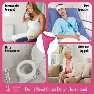 Female Urination Device – Standing Up Female Urinal with Travel Bag and Extra Tube – Ergonomic Urinal for Women with Flow Funnel – Soft Silicone Portable Potty for Camping, Car, Hiking, Travel