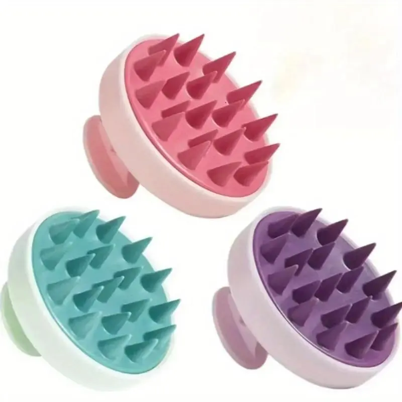 Scalp Massager Shampoo Brush for Hair & Scalp Care - Soft Silicone Scrubber, Wet & Dry Use, Exfoliates Dandruff, Cleanses Oil Buildup, Delivers Relaxing Massages, Random Color