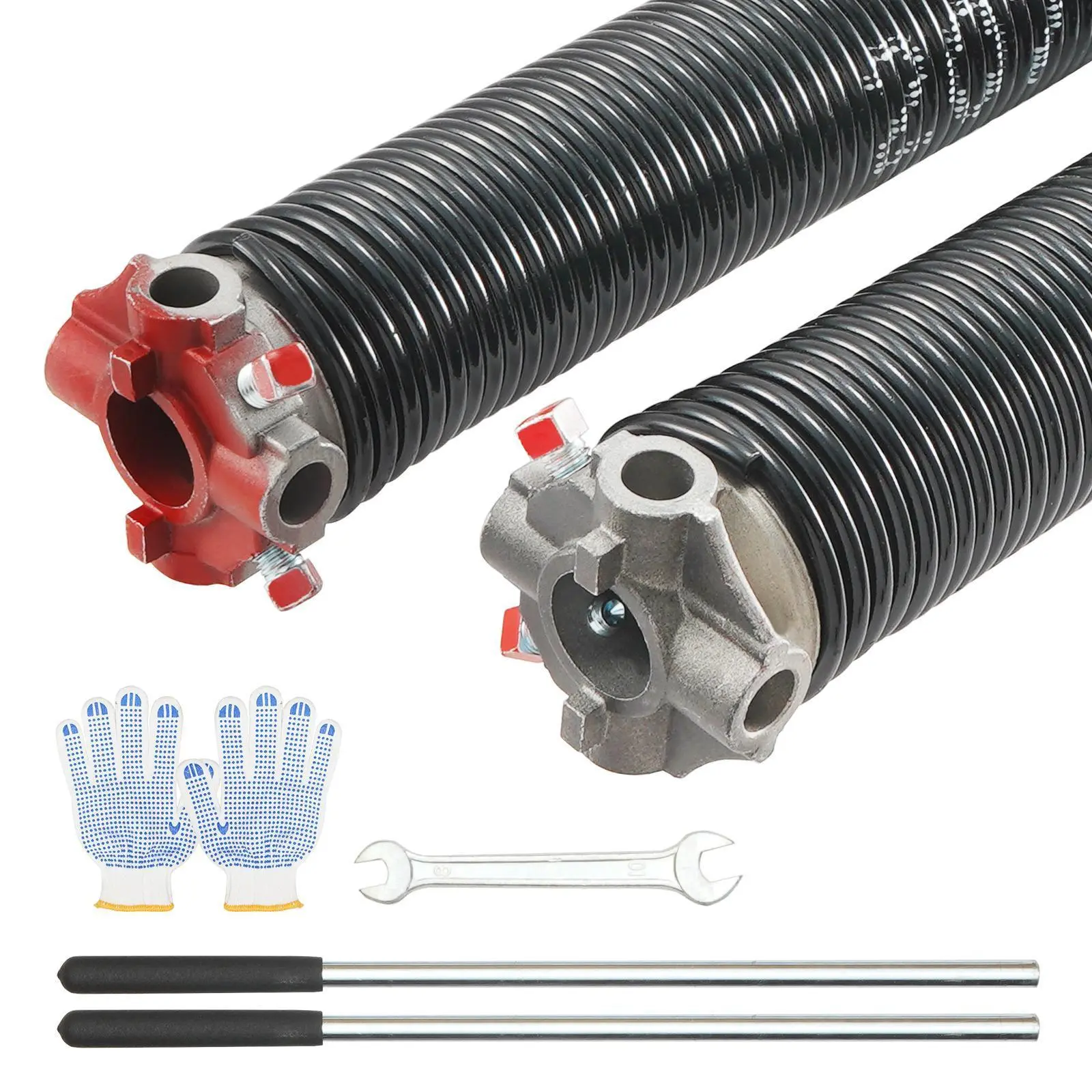 VEVOR Garage Door Torsion Springs Pair Set, 0.207x2x22 in, 16000 Cycles, Anti-Slip Bars, Gloves, Mounting Wrench, Electrophoresis Coated, Corrosion Res., Easy Installation, Complete Kit, Tools & Hardware Door Replacement Accessory