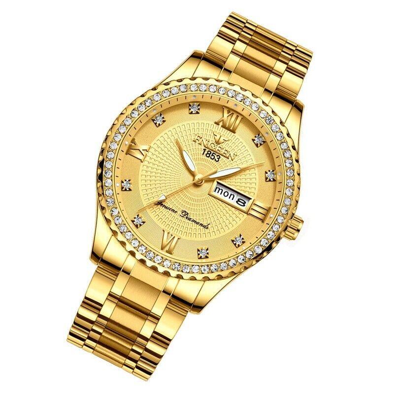 Waterproof Gold Men'S Watch Classic Stainless Steel Quartz Analog Business Gift Does not apply