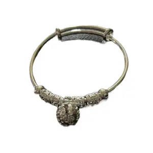 Silver bangle bracelet with beads