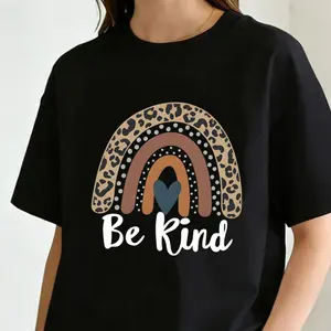 Friendly leopard print rainbow bee friendly teacher gift pastel bohemian style men's and women's T-shirt