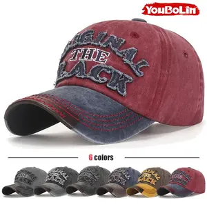 Two-Tone BLACK Letter Baseball Cap Letter Brushed Soft-Top Sun Caps Dad Hat Trucker Hats