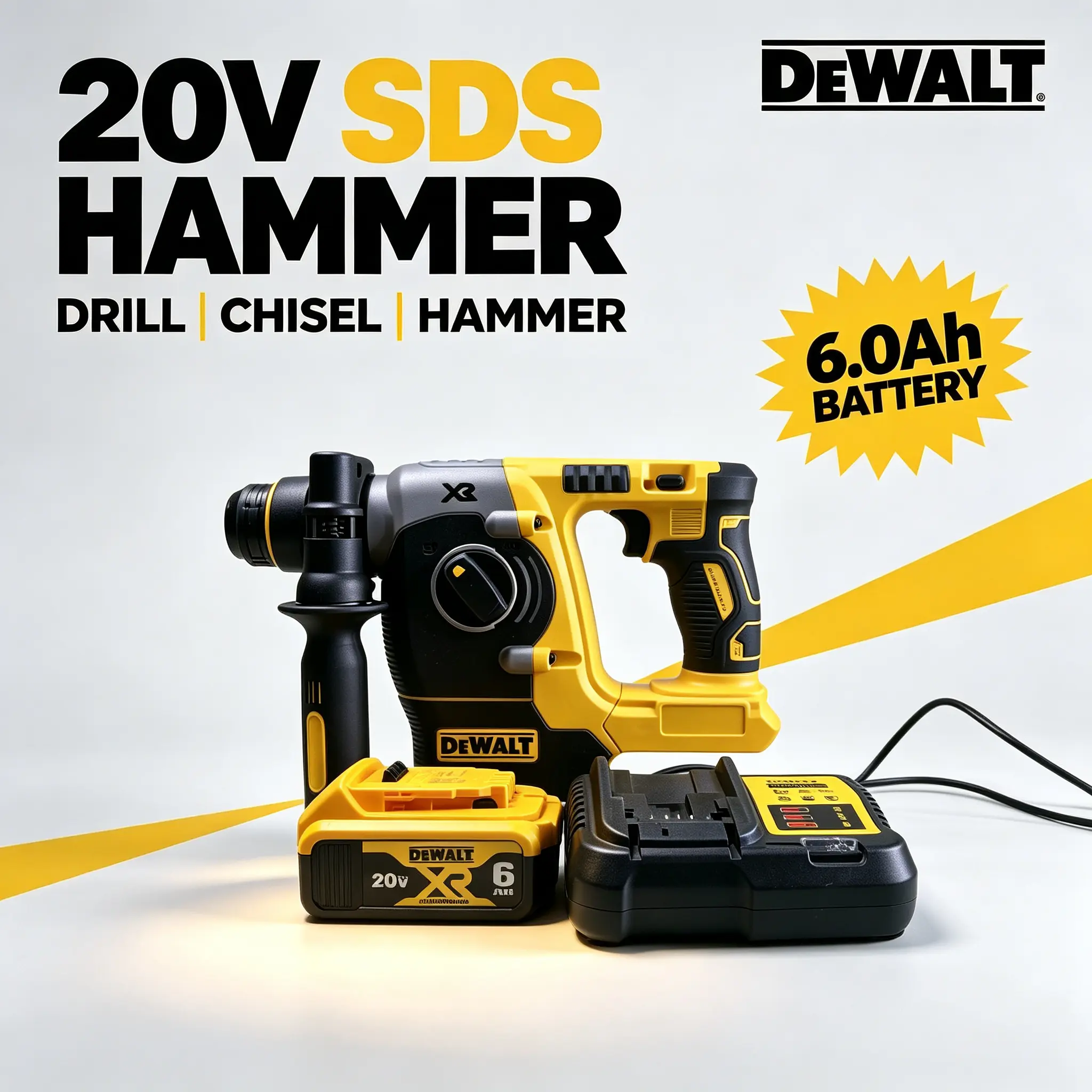 Dewalt DCH273  Cordless Brushless Rotary Hammer, Power Tool for Concrete Drilling, Masonry Chiselling in Construction gutters bit compact nailer drill deck wire