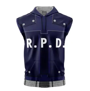 RPD Leon Kennedy Redfield Sleeveless Hoodies, Resident Evil Anime Graphic Sleeveless Sweatshirt Hoodies