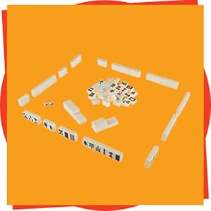 HEY!PLAY!Chinese Mahjong Set with Ornate Storage Case - Traditional Mahjong Tile Game with 146 Engraved Tiles and Two Dice for Adults and Kids