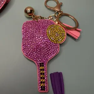 Pink pickleball keychain