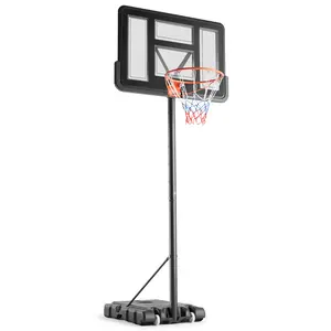 Basketball Goal System 4.2 to 10 FT Height Adjustable Basketball Hoop with 44 Inch Shatterproof Backboard Adapts to Kids and Adults for Family Leisure Basketball Games