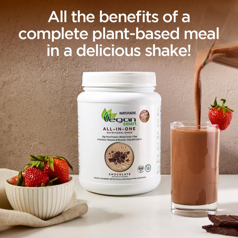 VeganSmart All-In-One Nutritional Shake Dietary Supplement | 20g Protein, Fiber, Vitamins & Omega-3 | Edible Healthcare Fitness Powder