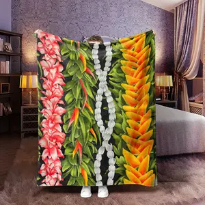 Hawaiian Tropical Flower Chain Print Blanket, Soft Flannel Warm Bedding, Ideal Gift for Bedroom Decor