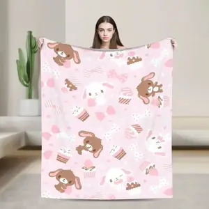 This Ultra Soft Cozy Warm Sugarbunnies Flannel Fleece Blanket Features Kawaii Rabbit Style Perfect For Bedroom Couch Sofa Bedspread Winter Throw Decor Birthday Christmas Gift For Kids Girls Teens Fans Finally A Kawaii Blanket That Doesn T Pill Or Fade