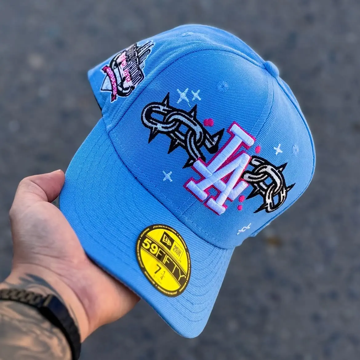 New Era MLB Los Angeles Dodgers Blue Pink 9FORTY Fitted Cap Embroidered Baseball Hat for Men & Women Hip Hop Style Inspired