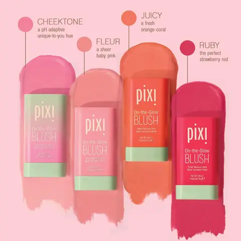 Pixi On-the-Glow Blush Stick - 19g Pigmented Blushers with Aloe Vera & Ginseng, Lightweight Hydrating Tinted Moisture for Soft Glam, Minimal & No Makeup Makeup Flush, Easy On-the-Go Touch-Ups