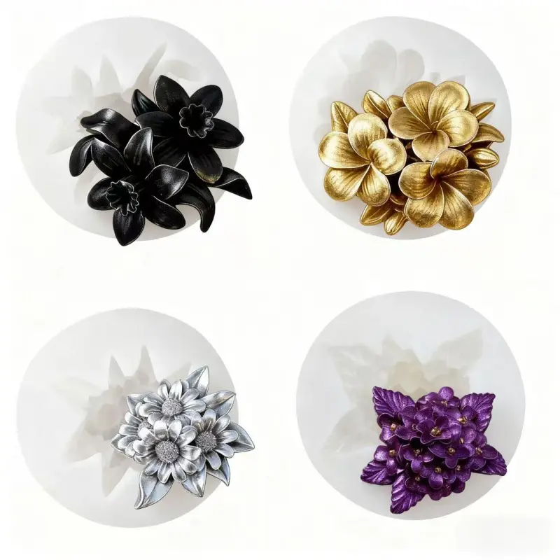 4pcs silicone flower molds - flower design, reusable, suitable for jewelry making, soap wax art, home decoration - ideal gifts for Valentine's Day, Mother's Day, birthdays, handmade accessories, Handicraft, and delicate craftsmanship creatio