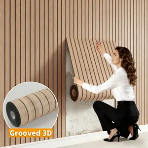 Grooved 3D Wood Grain Pattern Self-adhesive Wallpaper & Wall Stickers Waterproof Moisture-proof Easy Clean Durable for Living Room Bedroom Kitchen Bathroom decor Christmas Vintage Marble Backsplash Ungrateful Angel Tree Gifts House rockefeller lighting