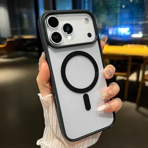 Magnetic Phone Case Supports Wireless Charging for iPhone 17 16  Pro Max Plus 15 14 13 12 11 Air E  Non-Yellowing Shockproof Soft Silicone Transparent Acrylic Cover