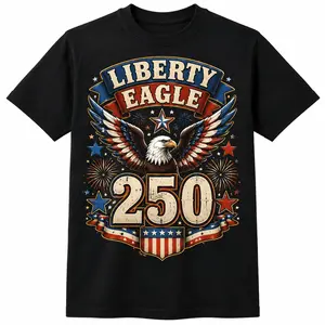 Liberty Eagle 250 Black Graphic Tees, Patriotic Shield Gift Shirt