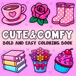 Cute & Comfy: Bold and Easy Coloring Book for Adults and Kids, Filled With a Wide Variety of Cute Illustrations, Simple Thick-Lined Designs, and Cozy ... Stress Relief. (Bold and Easy Coloring Book) Paperback