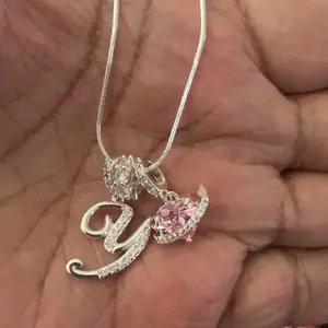 TEWIKY 3-Layered Initial Necklace for Women, 925 Sterling Silver Pendant with Pink Heart Zircon, Adjustable Snake Chain Choker, Personalized Letter Jewelry for Womens Gifts, Accessories For Women, Initial Necklaces, Stylish Accessories, Chains, Heart Neck