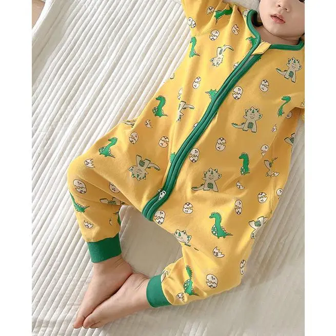 Yellow Cute Dinosaur--Fleece Sleeping Bag