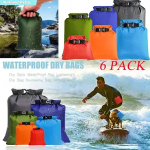 6 Pack Waterproof Dry Bags, Lightweight Outdoor Dry Sacks Ultimate Dry Bags for Kayaking Rafting Boating Camping (1.5L, 2.5L, 3L, 3.5L, 5L, 8L)