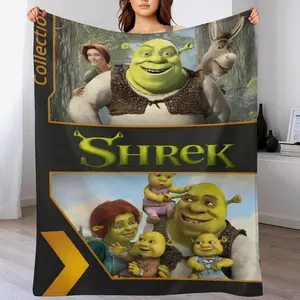 Anime Shrek Flannel Blanket - Shrinkage-Proof & Ultra Soft Throw for Couches, Dorms, Road Trips | Machine Washable Gift for Otaku & Cozy Life Lovers