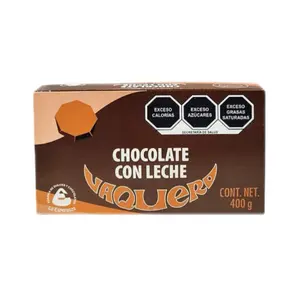 Vaquero Chocolate Con Leche 400g - Milk Chocolate Bar with Milk Content 400g