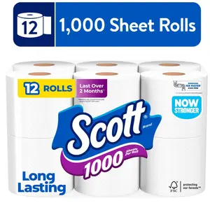 (6 pack) Scott 1000 Toilet Paper, 12 Rolls, 1,000 Sheets per Roll