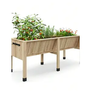 Beige - 72x26x30in Raised Garden Bed With Legs, Wooden Elevated Raised Garden Beds Outdoor For Growing Vegetables And Herbs, Big Sturdy Standing Garden Bed Planter Box - Enhanced Depth,Natural