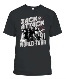 Saved By The Bell TV Show ZACK ATTACK 91 World Tour Men's T Shirt Size S-6XL, All Colors, Gift for Women Men, Made In USA, US Size S-6XL, 100% cotton, Classic Fit, Unisex T-Shirt