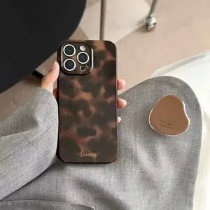 Leopard Amber iPhone Case with Ring Holder for 17 16 Pro Max 15 14 13 12 11