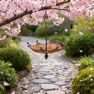 Bird Feeder Tro umbrella-shaped bird feeder garden courtyard hanging ornaments metal handicrafts