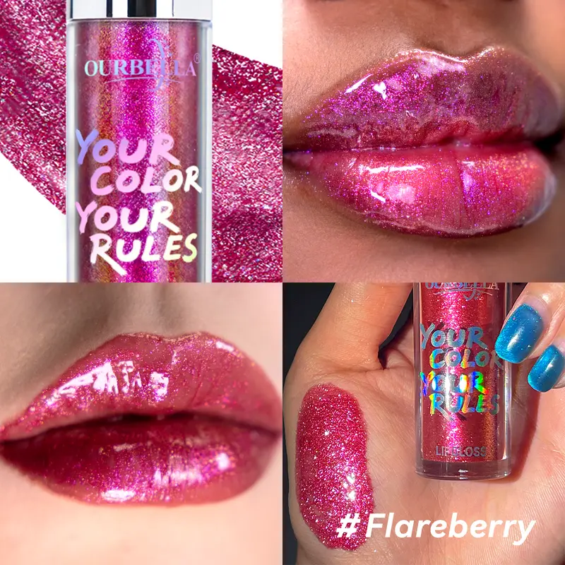 [SUNLIT RESTOCK]Ourbella holographic Ultra-Glitter Hydrating Lip Gloss, Smooth Glossy Lip Oil, Moisturizing Lip Care, High Shine Lip Gloss, Shimmering, Long-lasting Lipstick,TikTokShopblackfriday