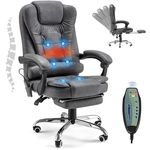 AECOJOY Ergonomic Reclining Office Chair with Massage & Footrest High Back Swivel Gaming Chair Adjustable Reclining Feature & Seat Height Flexibility Premium Materials