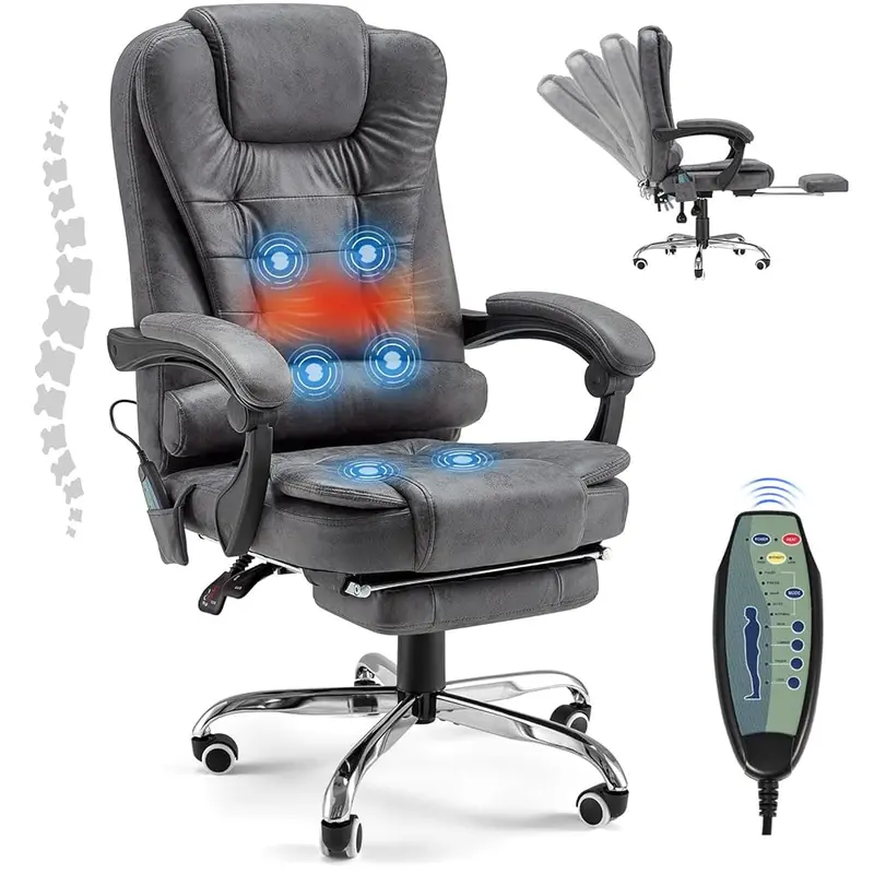 AECOJOY Ergonomic Reclining Office Chair with Massage & Footrest High Back Swivel Gaming Chair Adjustable Reclining Feature & Seat Height Flexibility Premium Materials
