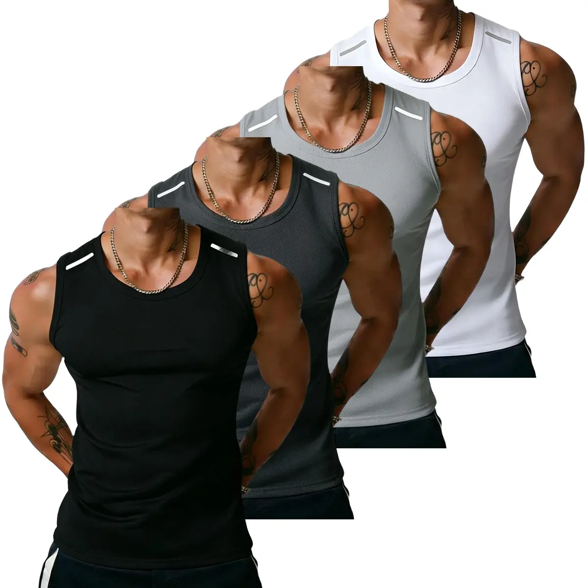 Black + Dark Gray + Light Gray + White