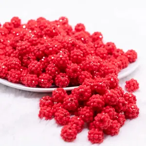 12mm Red on Red Rhinestone Bubblegum Beads 12mm Red on Red Rhinestone Bubblegum Beads