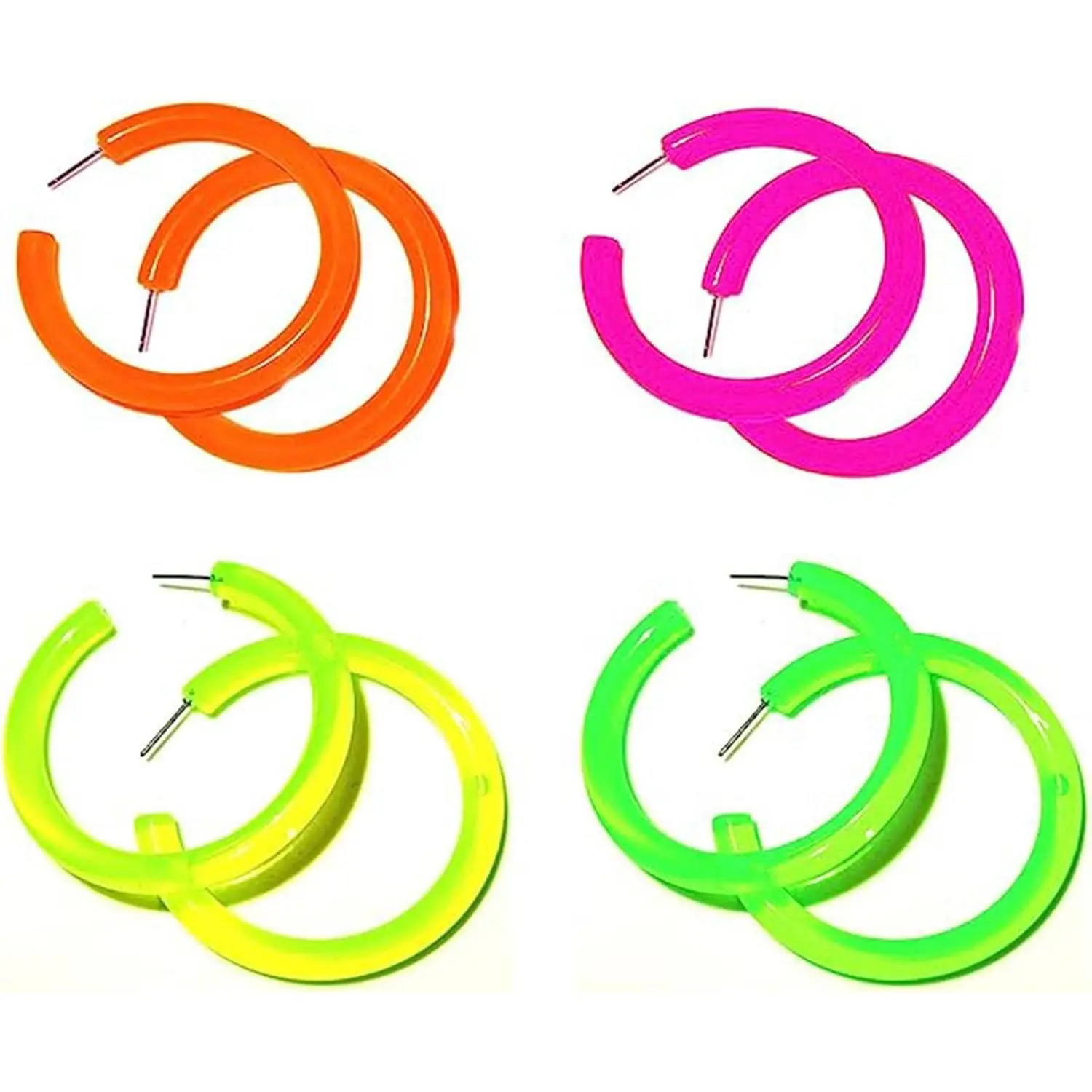 Minimalist Multicolor  Geometric Square Hollow Drop Dangle Neon Earrings Retro 80s Party Costume Accessory  for Women