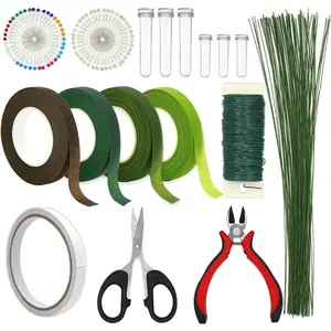 Floral Arrangement Kit 17 Pieces Flower Tools Include Floral Wire Cutter Scissor Floral Tape 22 Gauge Paddle Wire 26 Gauge Stem Wire Pearl Corsage Pin Bouquet Wrap Florist