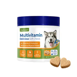 OurCares NEW Advanced Dog Multivitamin Soft Chews (Chicken Flavor) – 15 Count | Chewable Multivitamin Supplement for Dogs with Glucosamine, MSM, Krill Oil & 1.2 Billion CFU Probiotics, Supports Joint, Skin, Itch Relief & Immune Health，GLB
