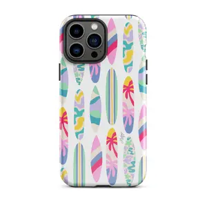 Surf Boards Illustration - Tough Case for iPhone 15 14 13 12 11 X - Cellphone Cover Accessories Protection