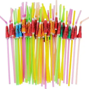50 Count Fancy Reusable Plastic Cocktail Umbrella Straws For Party Decor Disposable