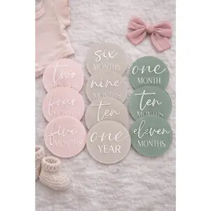 Acrylic Baby Monthly Milestone Discs | Baby Month Photo Props | Modern Neutral Milestone Set | Newborn Photo Keepsake