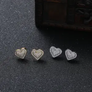 Elegant Heart Shaped Stud Earrings, Luxury Rhinestone Decor Stud Earrings, Matching Fashionable Jewelry Accessories for Women, Dainty Fashion Jewelry manly  studs