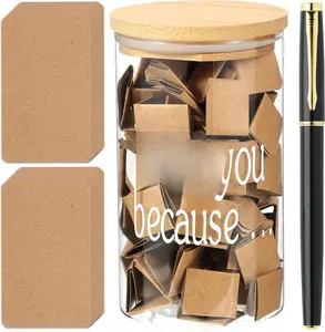 Love Notes Jar Love You Because Jar with 100 Note cards and 1 Pen, Christmas Anniversary Birthday Gifts for Boyfriend Girlfriend Wife Husband, Newlywed Gifts for the Couple