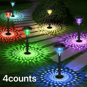 4pcs Solar outdoor lawn light - Intelligent light sensing, wireless installation, enhancing the atmosphere of lawns, paths and outdoor areas, suitable for courtyard, garden, lawn and corridor landscape decoration