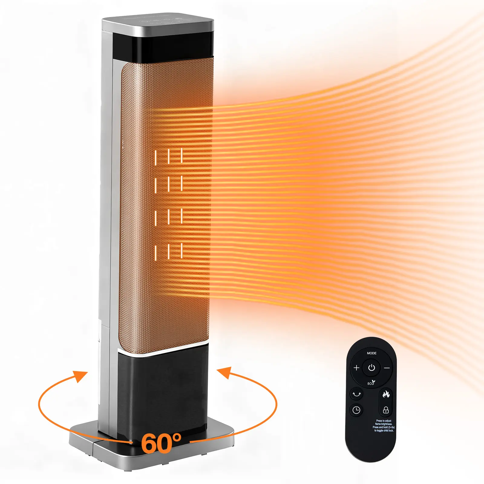 24Inch Space Heater for Indoor Use, 1500W Portable Tower Heater with Remote, Thermostat, 60° Oscillation, 12H Timer & Tip-Over Protection – #WinterWarmth #CozyHome