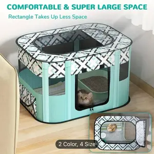 Pet Playpen For Large Dogs, Dog Playpen For Medium Large Dogs/Puppy/Cat/Rabbit/Chick Wit, Cat Playpen Puppy Kitten Playpen Portable Dog Exercise Kennel Indoor Pet Animal Playpen Dog Cat Crate For Outdoor Travel Camping, With Storage Bag