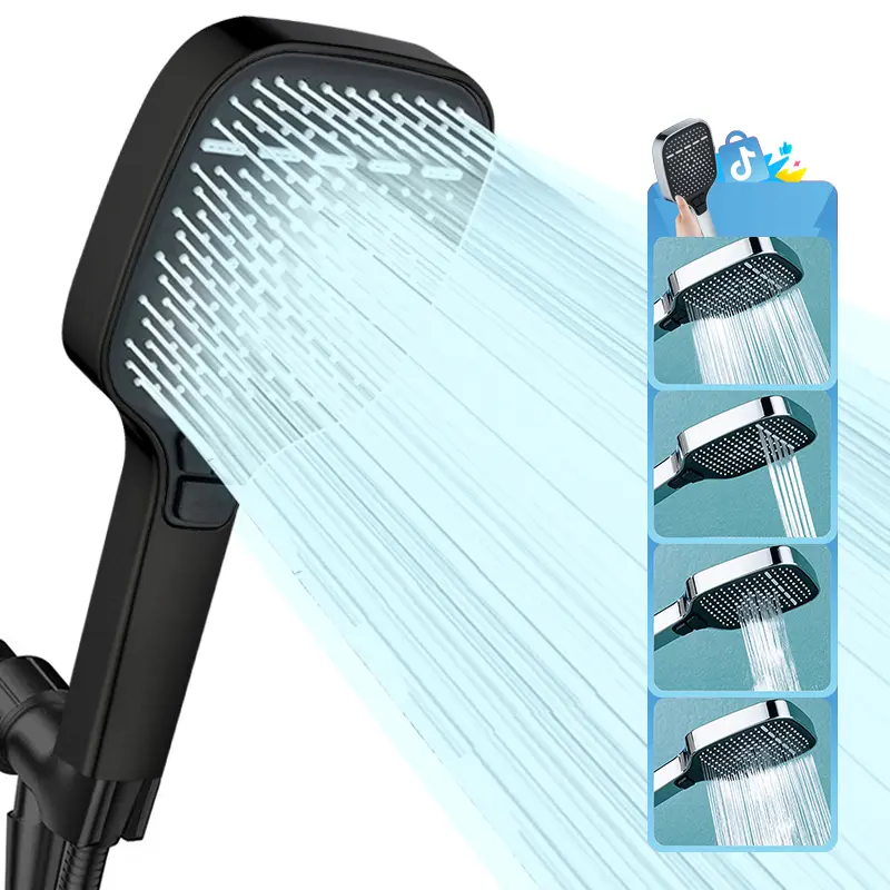 High Pressure Handheld Adjustable Power Wash Showerhead - 4 Outlet Modes, Anti-Clogging Nozzles for Tub, Tile Cleaning, Adjustable Shower Head